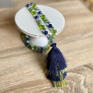 Crystal Beaded Tassel Necklace
